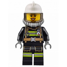 cty629 Fire - Reflective Stripes with Utility Belt, White Fire Helmet, Breathing Neck Gear with Airtanks, Trans Black Visor, Peach Lips Open Mouth Smile 